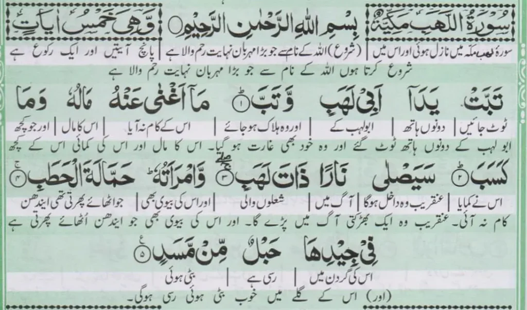 surah lahab with urdu translation​