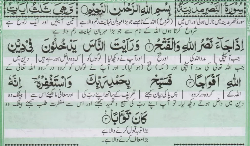 surah nasr with urdu translation